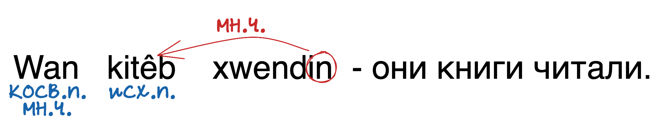 Wan kitêb xwendin - Они книги читали.